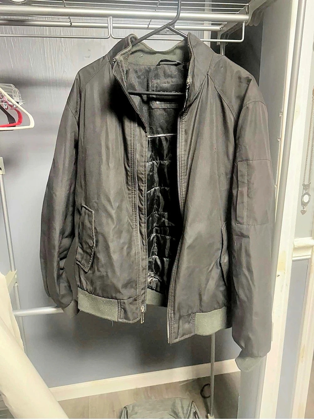 Calvin Klein Quilted Bomber Jacket Black